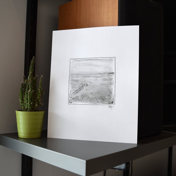 Salt Marshes pencil drawing
