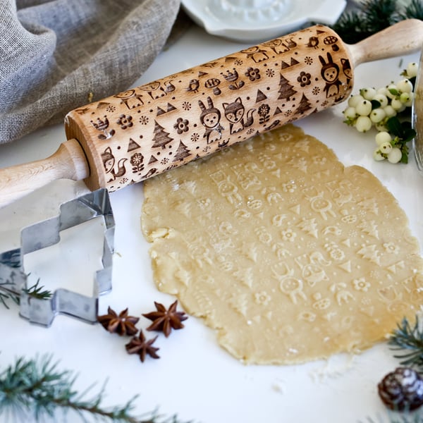 Scandinavian Style 2 - Fox and Rabbit Pattern Embossing Rolling Pin