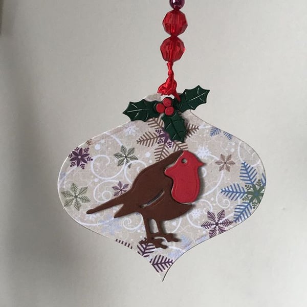 Handmade Christmas Robin Bauble Decoration
