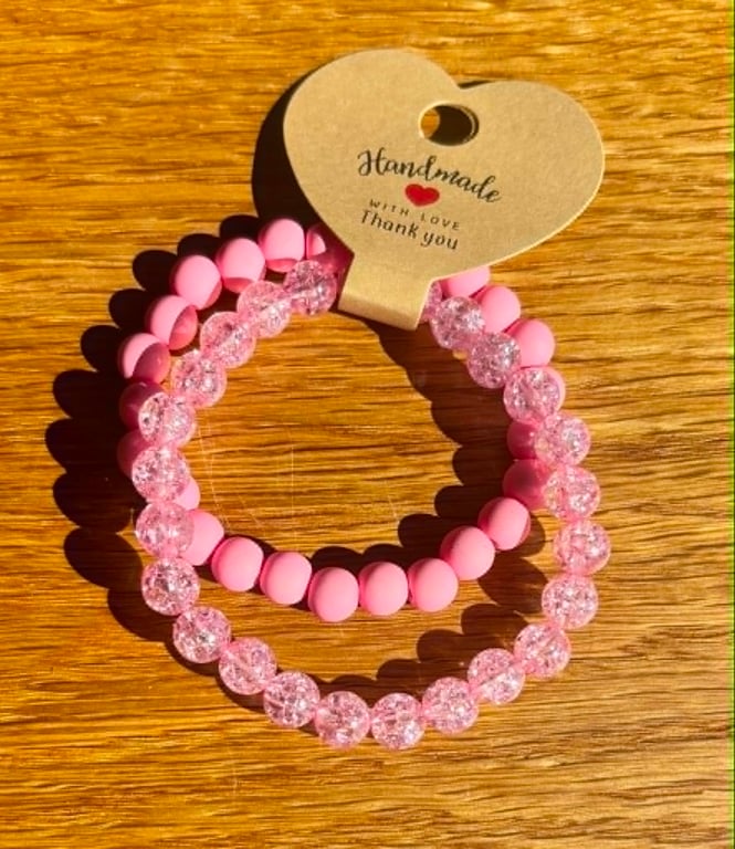 Handmade Set of 2 Beaded Bracelets – Colourful Summer & Holiday Accessories