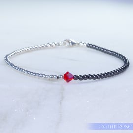 Bracelet dainty sterling silver and Swarovski glass pearl 