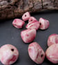 10 Small Dark Pink Glazed Nugget Pebble Clay Beads - Image 2