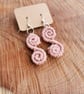 Macrame Spiral Earrings, Dusky pink sterling silver earrings  - Image 4
