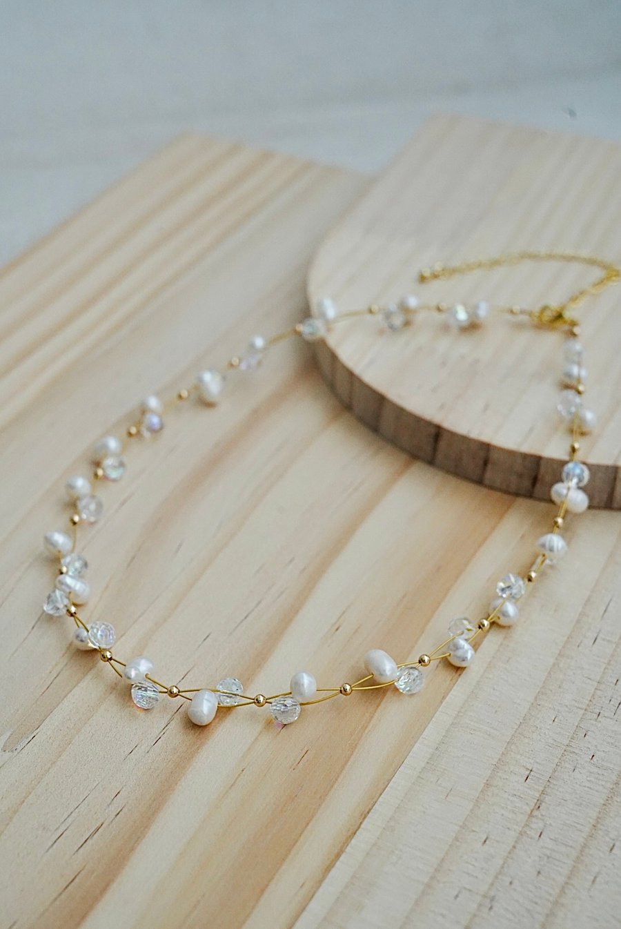 Freshwater Pearl with Beads Necklace Gold Plated Necklace