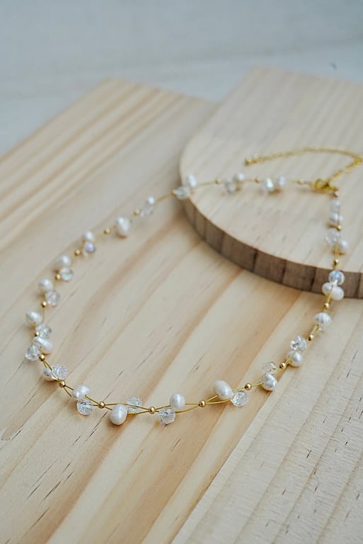 Freshwater Pearl with Beads Necklace Gold Plated Necklace