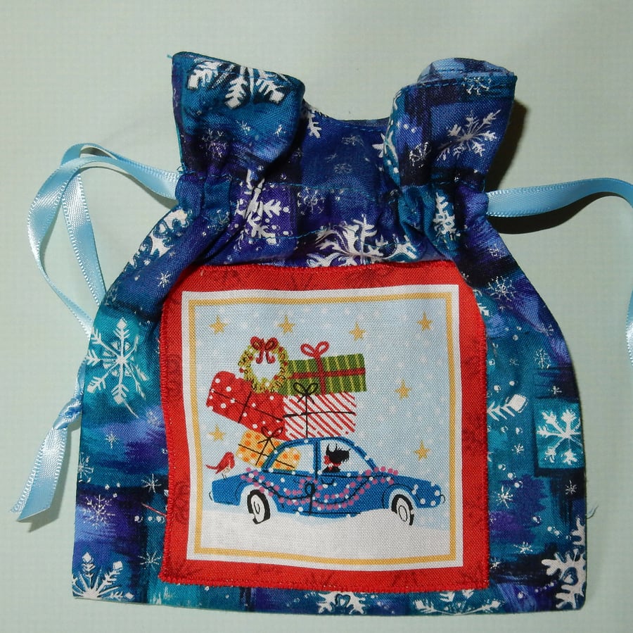 Christmas gift bag car and presents