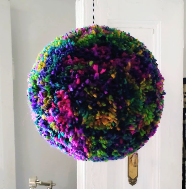 Extra large Hanging Pompom Decoration, 27cm, Fluffy Pompom Bauble, Fibre Art.