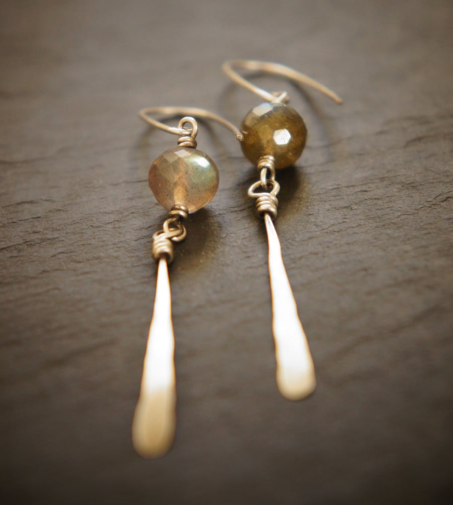Faceted Labradorite and Sterling Silver Earrings