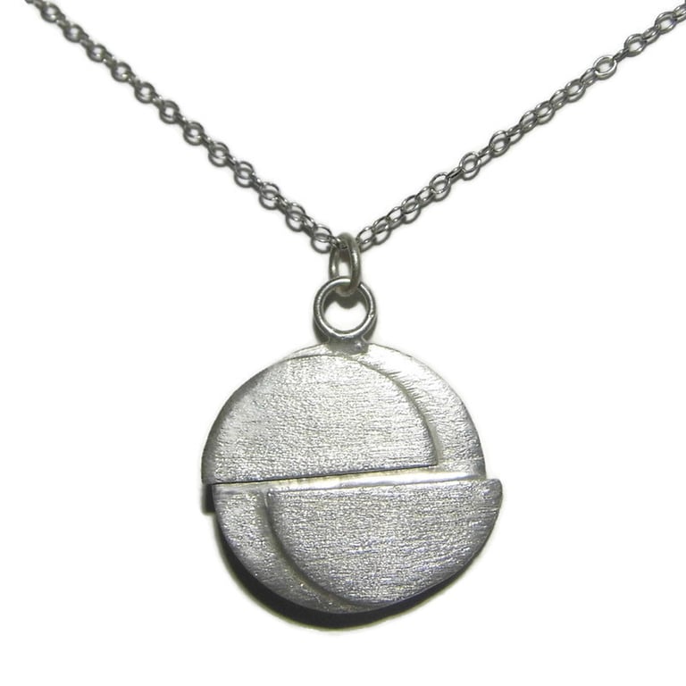 Handmade Fine Silver Semi Circle Disc Pendant, Fine Silver Necklace Gift for Her