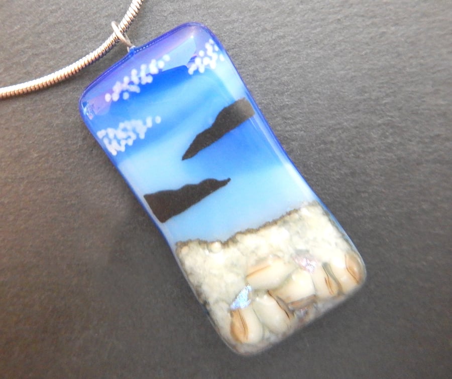 Handmade Fused Glass 'Seascape' Pendant