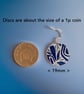 Drop Earrings, abstract blue 19mm discs, sterling silver ear wires (829) - Image 2