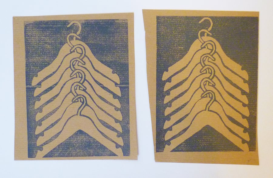 Free Postage - Cheap Seconds - Coathanger Pattern Lino Prints