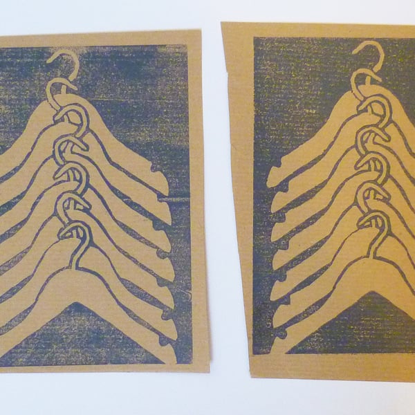 Free Postage - Cheap Seconds - Coathanger Pattern Lino Prints