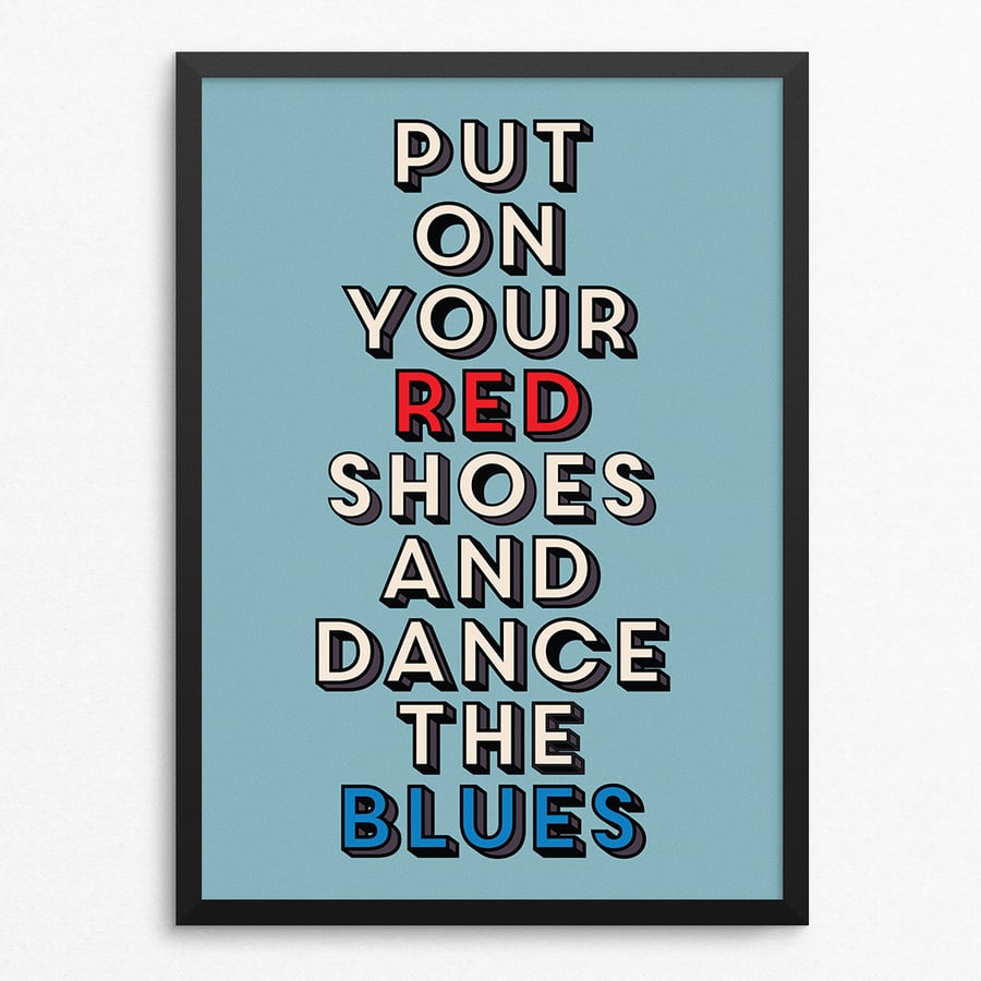 Let's Dance Lyric Poster Print - Retro Typography Wall Art