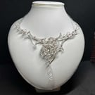 Xena Wire Wrapped Necklace with Trilliant Quartz and Pink Tourmaline gemstones