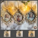 Vintage Victorian Style Hanging Ornaments OOAK Handmade