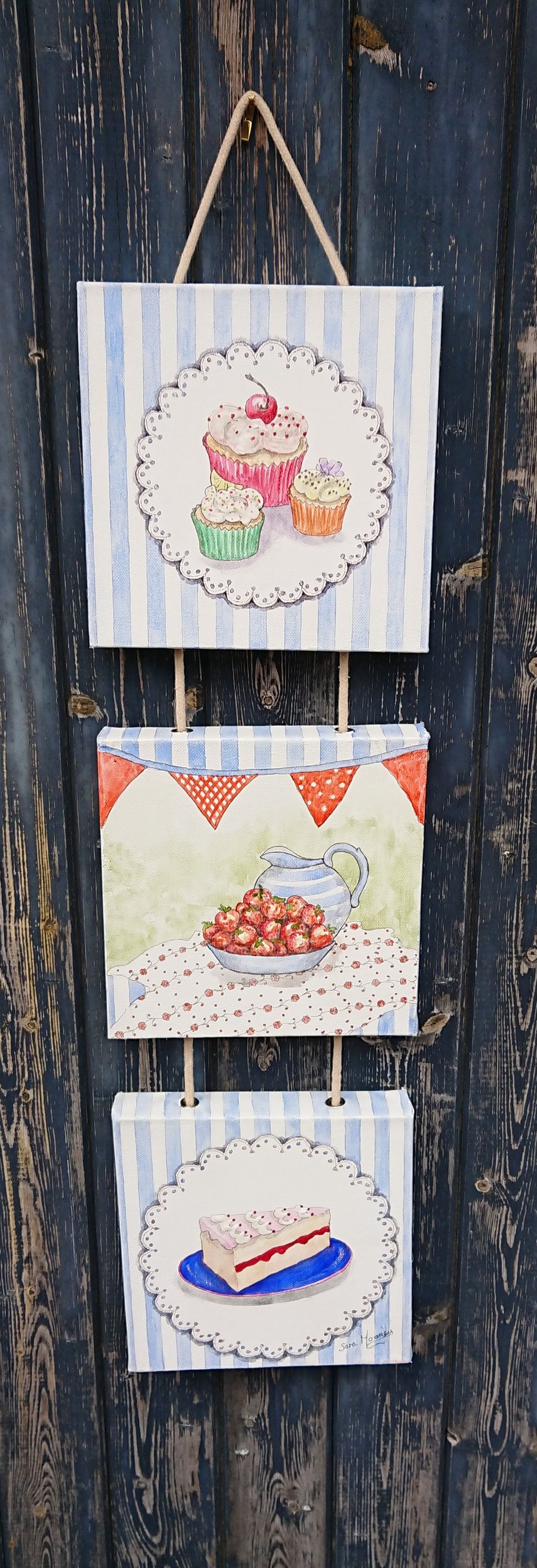 Afternoon tea watercolour painting on tripple canvas