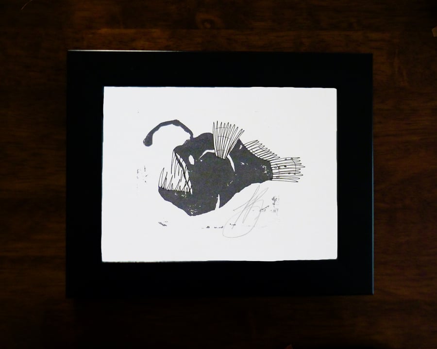 Free Postage - Angler Fish Lino Prints
