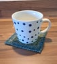 Large coaster with anti-slip feet - dark teal and lime mix pattern  - Image 3