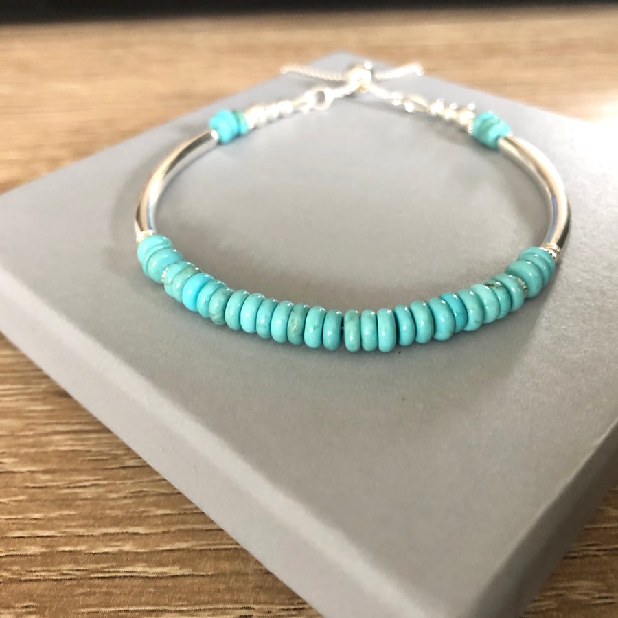 Sterling Silver Turquoise Noodle Bracelet