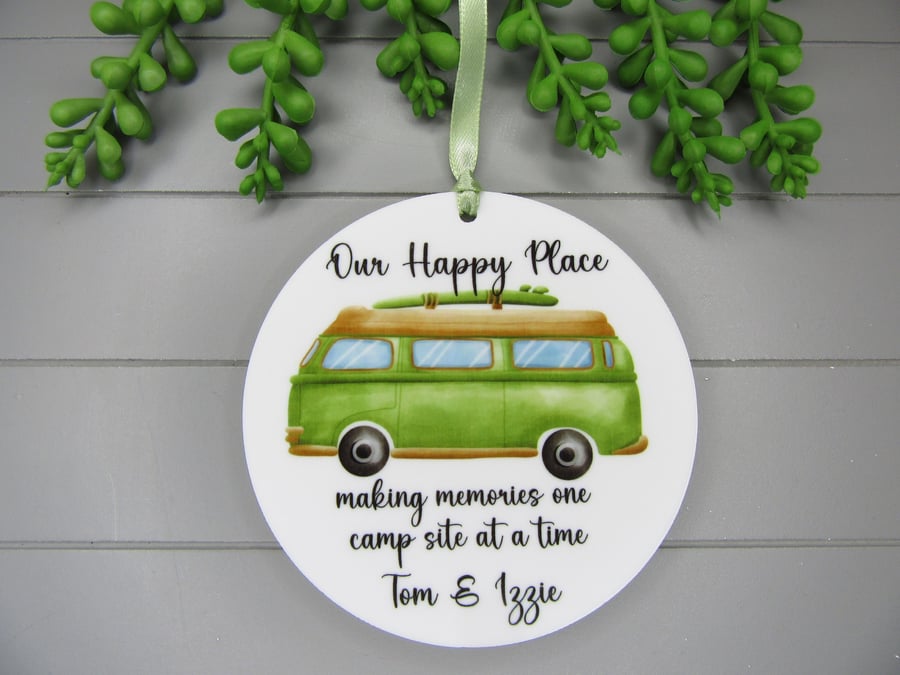 Personalised Camper Van Keepsake, Our happy place. Making memories one camp site