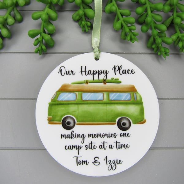 Personalised Camper Van Keepsake, Our happy place. Making memories one camp site