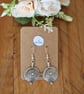Antique Finish Silver Toned Circular Swirl Drop Earrings - 925 Silver Ear Wires