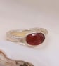 Textured Silver Ring with Faceted Garnet Slice : Size K - Image 9