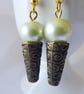 Mint & Chocolate Ice Cream Cone Earrings with gold plated ear-wires - Image 4
