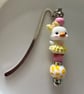 Cute Duckling Beaded Metal Hook Bookmark, Yellow Rubber Duck Pattern Bead, Gift - Image 1