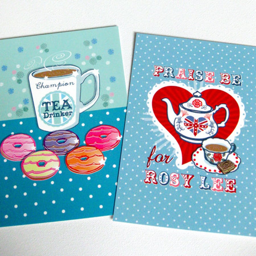 Pack of 2 Postcards in 2 Designs (Tea)