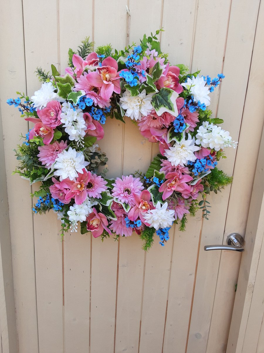 Blossom. 56cm wreath. Vintage, door wall table grave present weddings 