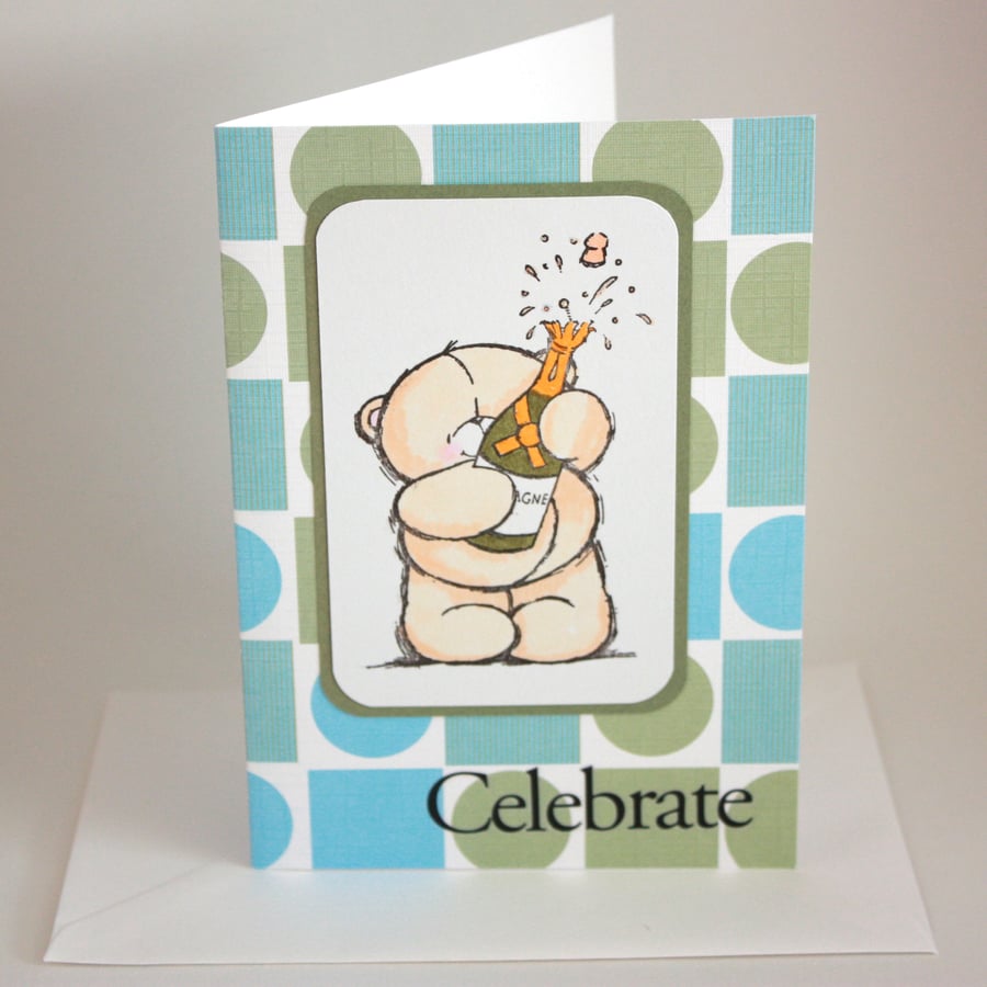 Handmade Congratulations card - Forever Friends bear 