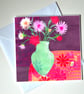 Dahlias Collage Fine Art Square Handmade Greeting Card - Image 2