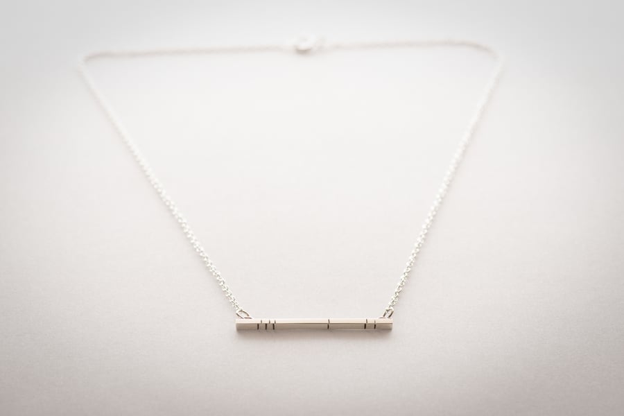 Sterling Silver Lined Bar Necklace