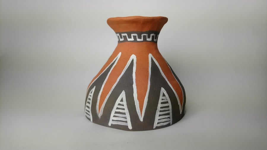 Ceramic vase aztec african mayan design