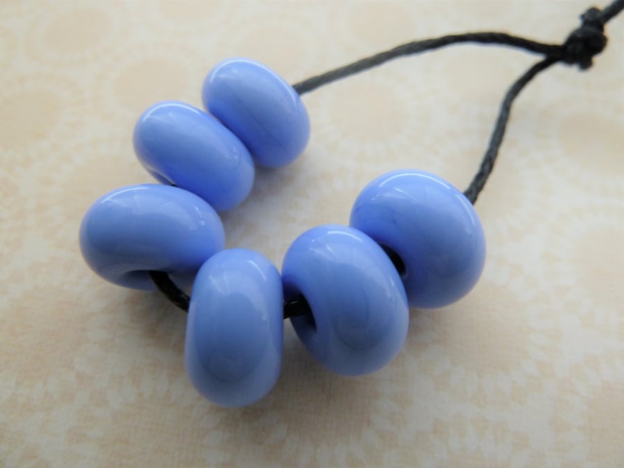 handmade lampwork glass blue spacer beads