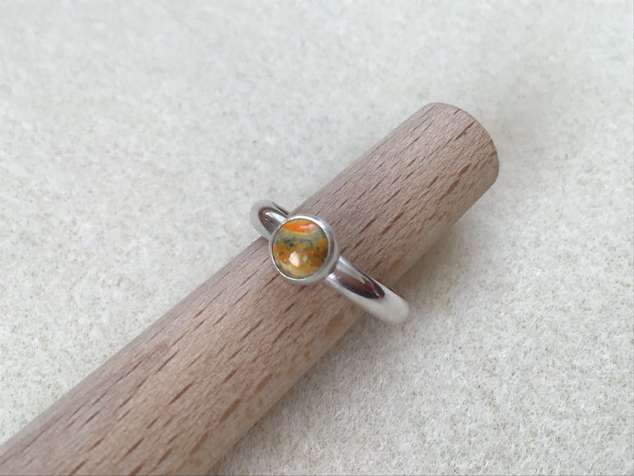 Bumble Bee Jasper Sterling and Fine silver ring