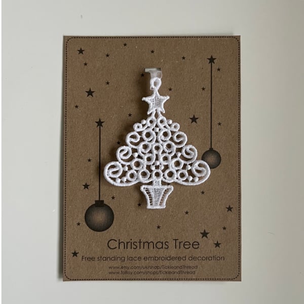Christmas Tree, Lace Xmas Tree, Embroidered Tree, Christmas Tree FSL Decoration