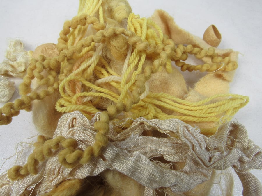 Yellow Natural Dye Fibre Scrap Pack