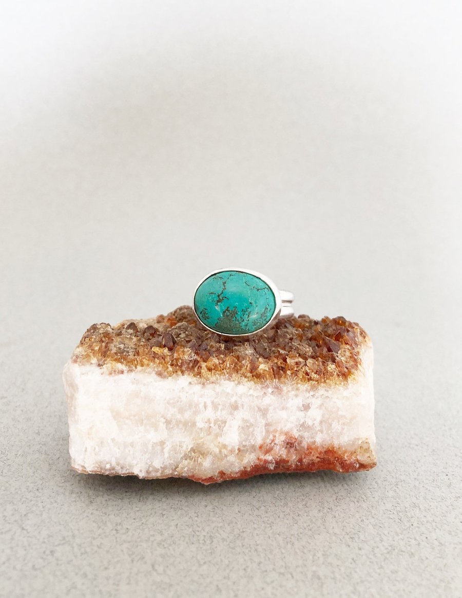 Turquoise Ring - Silver Ring - Large Turquoise Ring