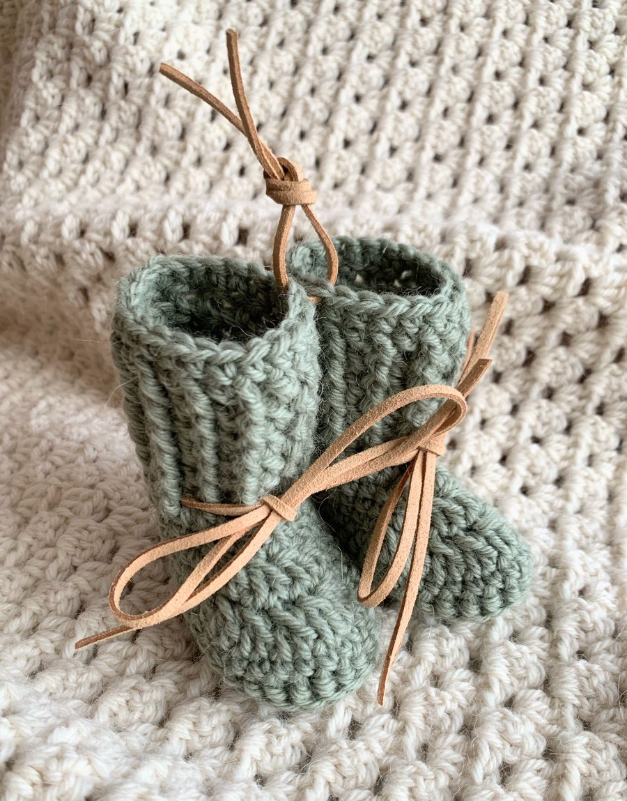 Classic Booties Wool Alpaca blend with Faux Suede Ties