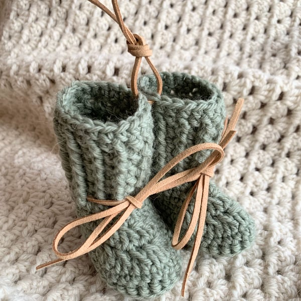 Classic Booties Wool Alpaca blend with Faux Suede Ties