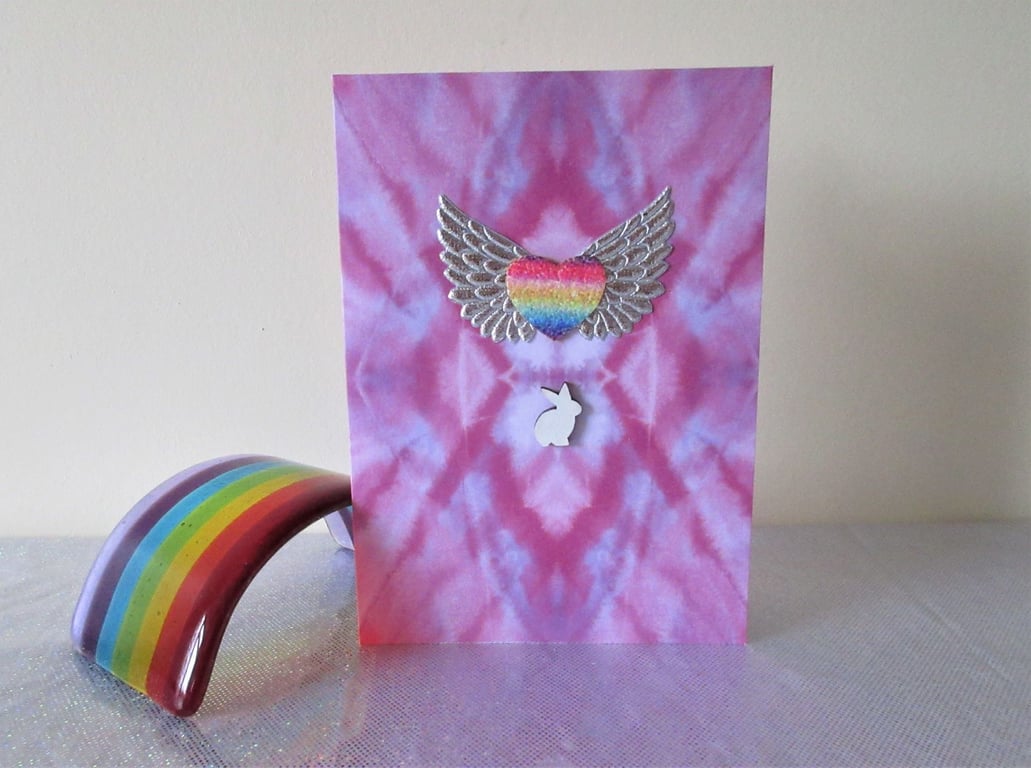 Rabbit Pet Loss Sympathy Condolences Greetings Card Bunny Rainbow Bridge