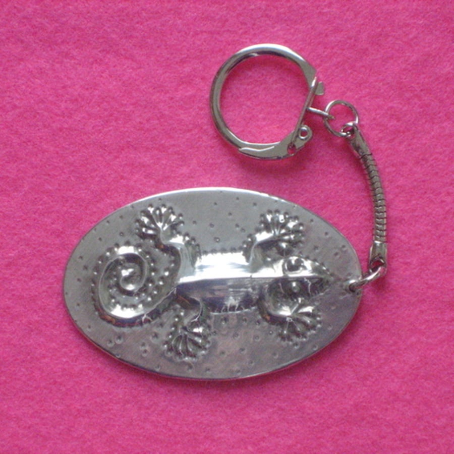 Pewter keyring,gecko design