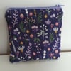 Purple, Floral, Quilted Pouch, Purse