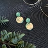 Green & Gold Circle Dangle Studs