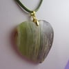 Green Striped Agate Heart Pendant Necklace, Heart Necklace, Green Necklace