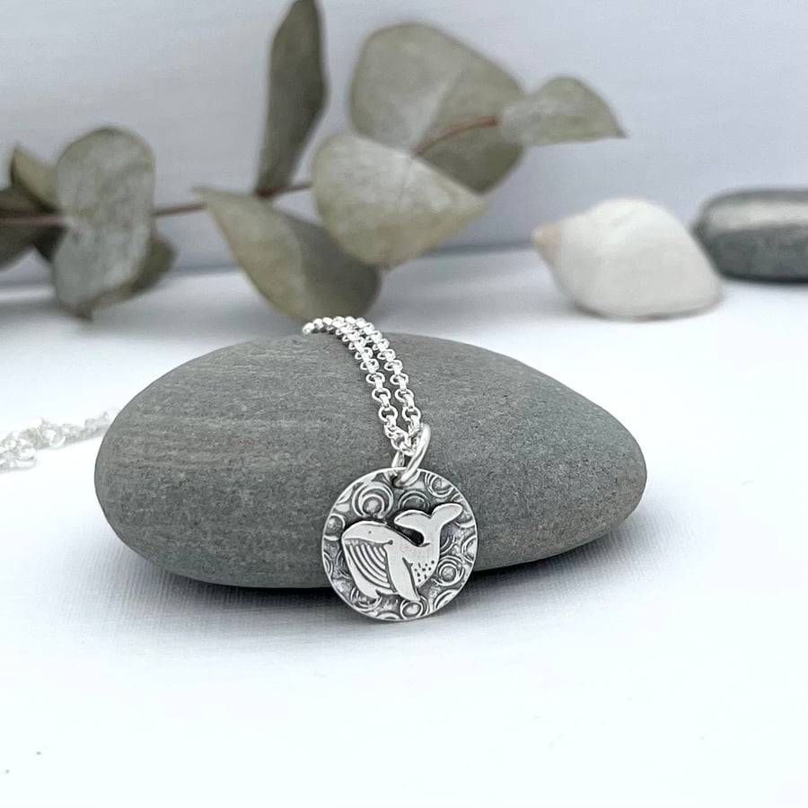 Handmade Sterling Silver Beach Charm Pendant Whale