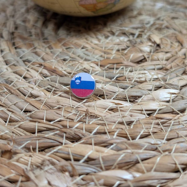 Slovenia Flag Map Pin – European Travel Map Push Pin for Wooden Maps, Slovenian